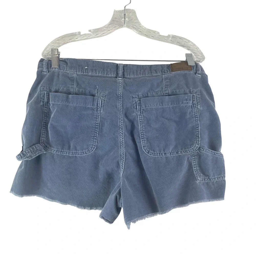 American Eagle 90s Boyfriend Corduroy Shorts 14 Blue Boho Retro Grunge Carpenter